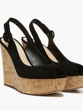 Veronica Beard Dali Suede Peep Toe Wedge Sandals